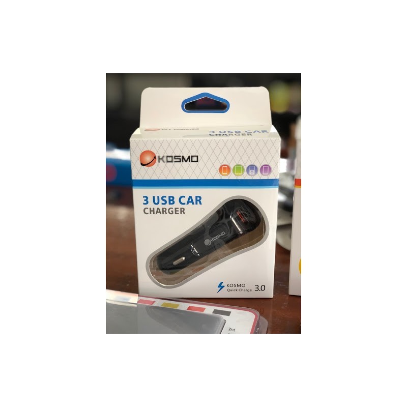 CARGADOR AUTO KOSMO 3/2 USB CARGA RAPIDA